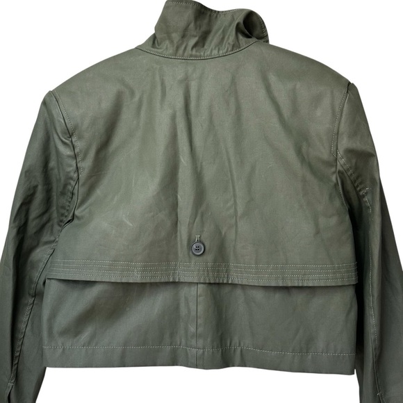 Zara Cropped Double-Breasted Utility Pea Coat Jacket, Dark Khaki, Small - Picture 7 of 13